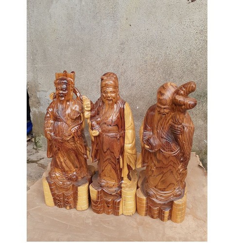 Tượng Phúc Lộc Thọ gỗ cẩm cao 40cm